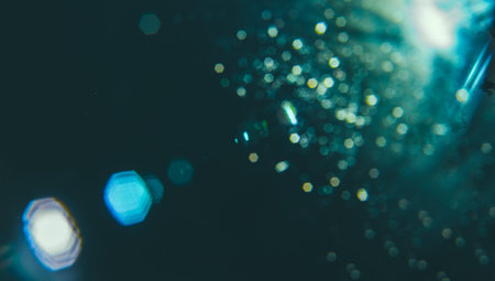 Night blurred lights - bokeh background photo on the street