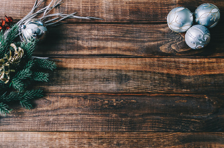 Christmas decoration on wood home rustic tableの写真素材