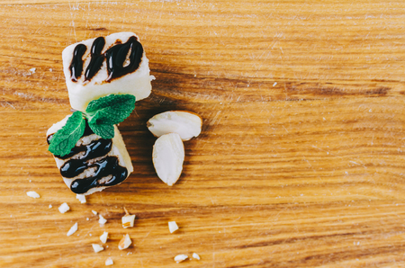Marzipan on kitchen wooden rustic tableの写真素材