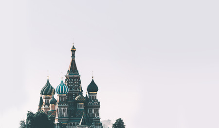 Saint Basil Cathedral in Red Square in winter at sunset Moscow, Russia.の写真素材