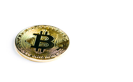 Bitcoin gold coin on white isolated background