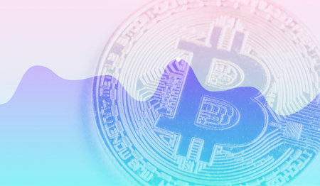 Bitcoins and New Virtual money concept. Mining or blockchain technology