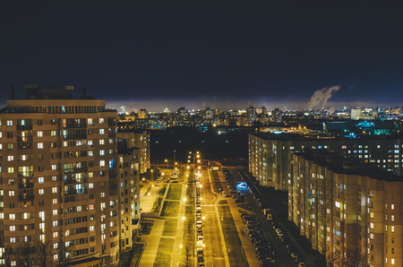 View on city street in night timeの写真素材