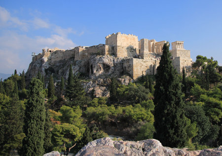 The Acropolis of Athens, Greece. The Acropolis is one of the most visited landmarks in Greece.の写真素材
