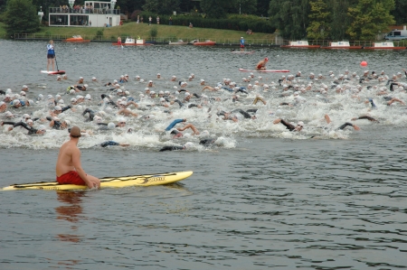 Triathlon swimming on Malta in Poznan Poland  04 08 2013 のeditorial素材