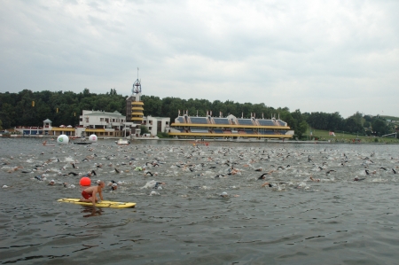 Triathlon swimming on Malta in Poznan Poland  04 08 2013 のeditorial素材