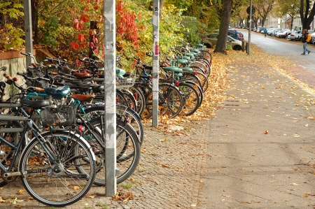 POTSDAM, GERMANY - OCTOBER 20  Bicycles waiting nearby railway station somewhere in Potsdam Germany 20 10 2013のeditorial素材