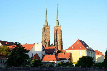 Wroclaw, Poland - June 5, 2015: St John the Baptist Cathedral towers in Wroclaw, Poland.のeditorial素材