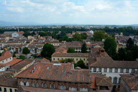 Lucca, Italy - September 5, 2016: View over old part of Lucca city in Italy.のeditorial素材