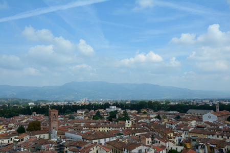 Lucca, Italy - September 5, 2016: View over old part of Lucca city in Italy.のeditorial素材