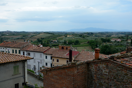 Vinci, Italy - September 7, 2016: Buildings in Vinci city in Tuscany, Italy where Leonardo Da Vinci was born.のeditorial素材