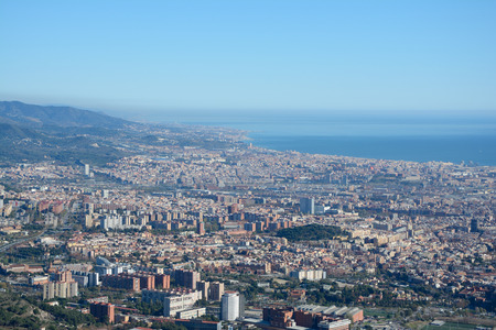 Aerial view of Barcelona city in Catalonia in Spainの写真素材