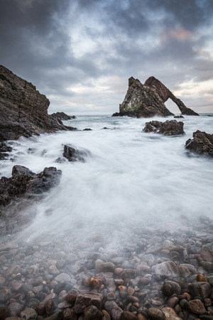 Bow Fiddle Rock at Portknockie in Scotland.の写真素材