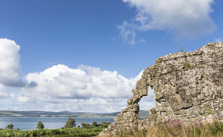 Wishing stone at Clach Na Criche in Ardnamurchan, Scotland.の写真素材