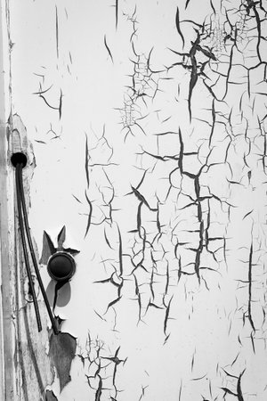 White door with cracked paint .の写真素材
