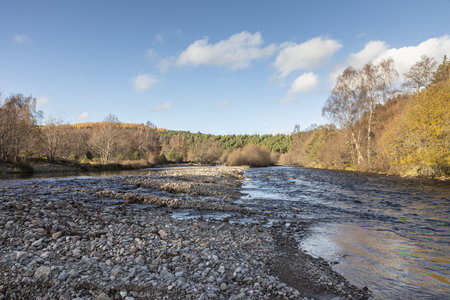 River Dulnain at Sluggan in the Cairngorms National Park of Scotland.の写真素材
