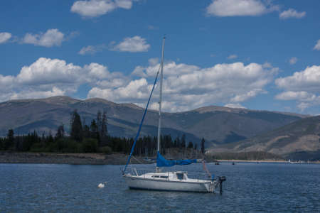 Sailboat at Dillon Lake, Colorado in summerのeditorial素材