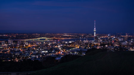 Auckland city night view from top of Mount Eden