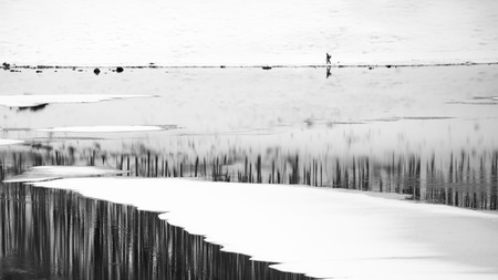 Hiking at Medicine Lake Jasper National Park, Canadian Rockiesの写真素材