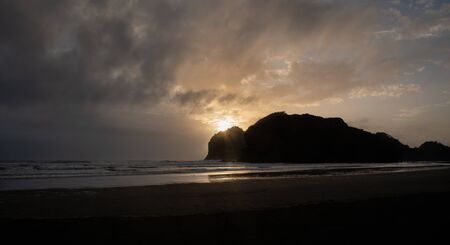 Sunset at Te Henga (Bethells Beach),west Auckland, New Zealandの写真素材