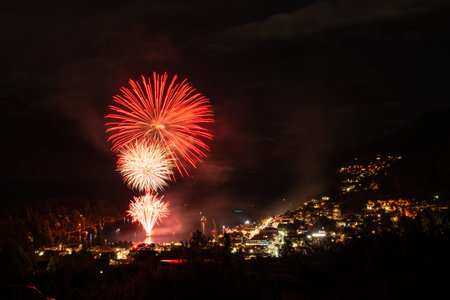 Queenstown fireworks for New Year celebrationの写真素材