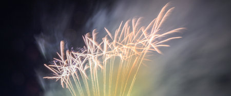 Beautiful fireworks in the night sky.の写真素材