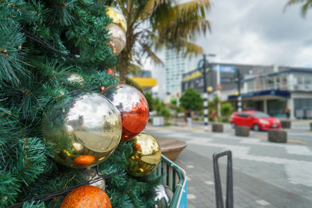 Christmas decorations at Takapuna town centre. Auckland. New Zealand.の写真素材