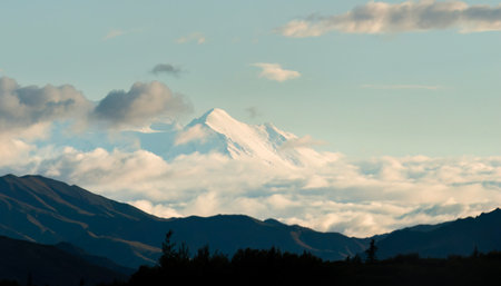 Summit of Mt Denali, Denali National Park, Alaska.の写真素材