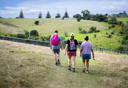 Hiking Shakespear Regional Park. Auckland Region. New Zealand.の写真素材