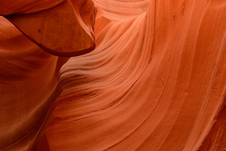 Orange coloured rocks in the Lower Antelope Canyon, Arizona, USA. Abstract background.の写真素材