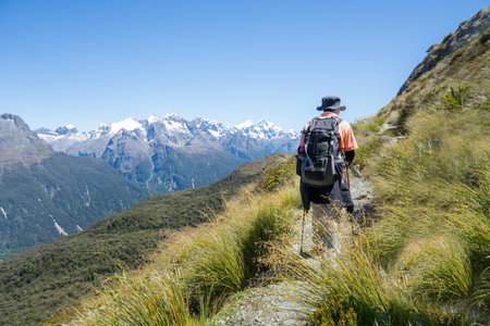 Hiking Routeburn Track. Mt South Island. New Zealand.の写真素材
