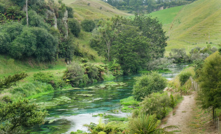 Beautiful Blue Spring. Te Waihou Walkway. Waikato. New Zealand.の写真素材