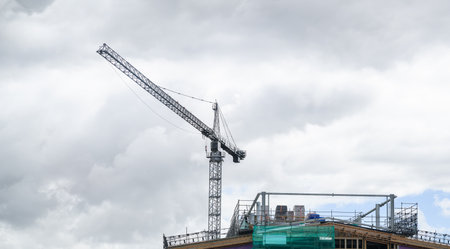 Construction crane above the building. Auckland.の写真素材
