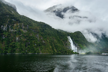 Lady Bowen Falls in Milford Sound. Fiordland National Park. South Island. New Zealand.の写真素材