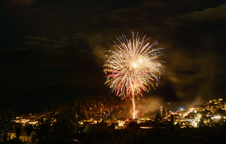 Fireworks at New Year celebrations. Queenstown. New Zealand.の写真素材