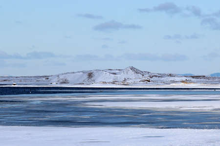 Winter Ocean and Mountainsの写真素材