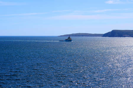 A ship heading for portの写真素材