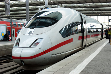 Modern Fast Passenger Commuter Train in the Station
