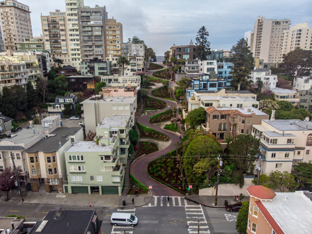 Lomard street in San Francisco. Tourist attraction.の写真素材