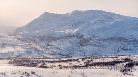 Morning in the winter mountains in northern Norway