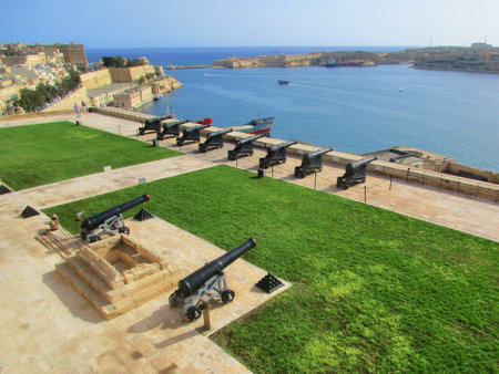 Fort st. Elmo, Valletta cannons at the National War Museumのeditorial素材