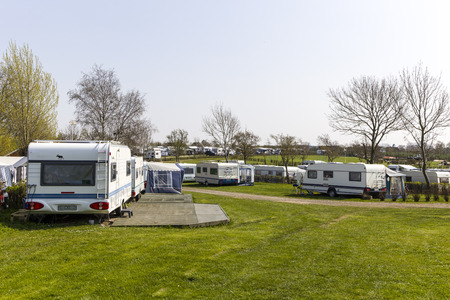 Rons  Strandcamping Denmark caravans at the campingsiteのeditorial素材
