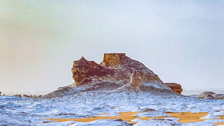 Winter landscape of Bardenas Reales, Navarra, Spainの写真素材