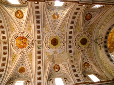 Bosa, Italy - OCT 6th 2014: Interior of the Bosa Cathedral - Duomo di Bosa - at the Piazza Duomo square by the Temo river embankmentのeditorial素材