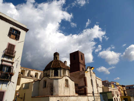 Exterior of the Cathedral of Bosa, Sardinia, Italyの写真素材