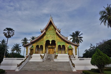 Royal palace in Laos city with templeのeditorial素材