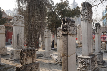 Taoist temple tao in Beijing China with religious statues departments of afterlifeのeditorial素材
