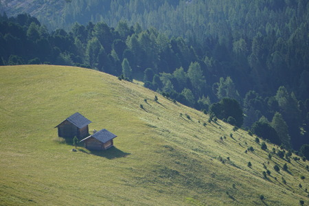 Hut in the mountains in Bavaria Austria Tyrol Germany pathsのeditorial素材