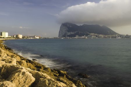 Rock of Gibraltar in the south of Europeの写真素材