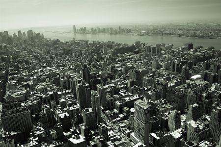 Manhattan, New York from aboveの写真素材